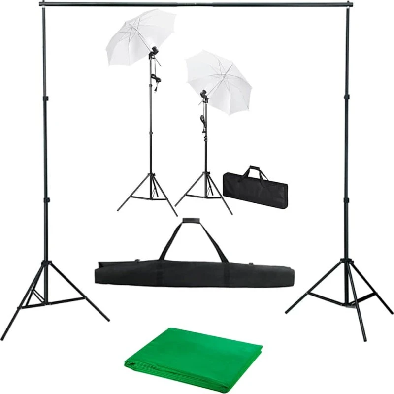 vidaXL fotostudiesæt med justerbar baggrund (max 300 cm)