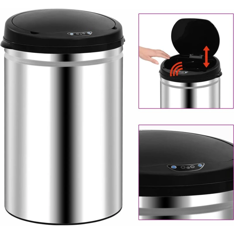 vidaXL affaldsspand med sensor 30 l, rustfrit stål