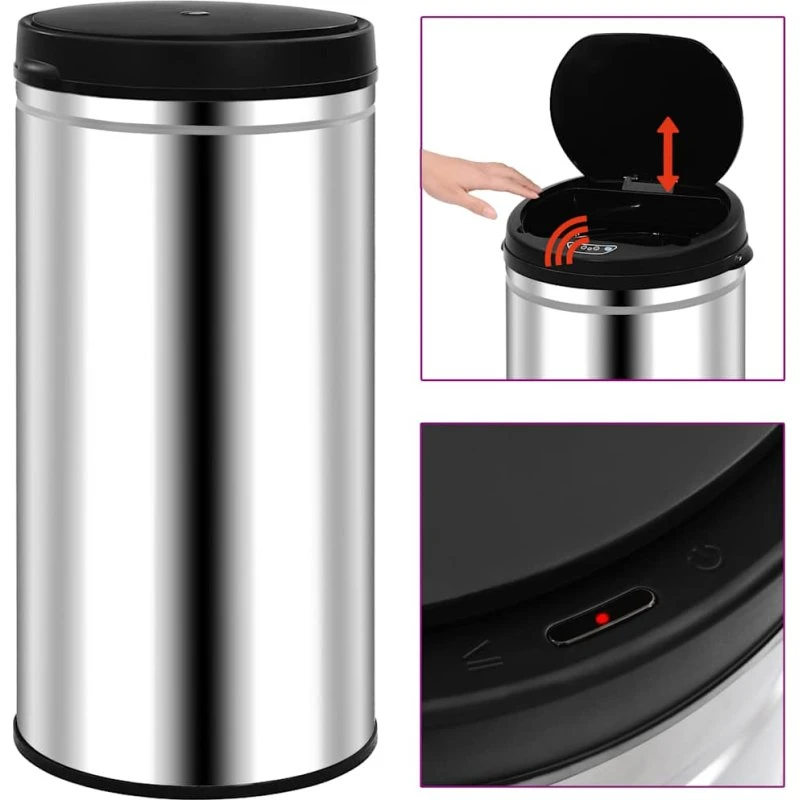 vidaXL affaldsspand med sensor 70 l – rustfrit stål