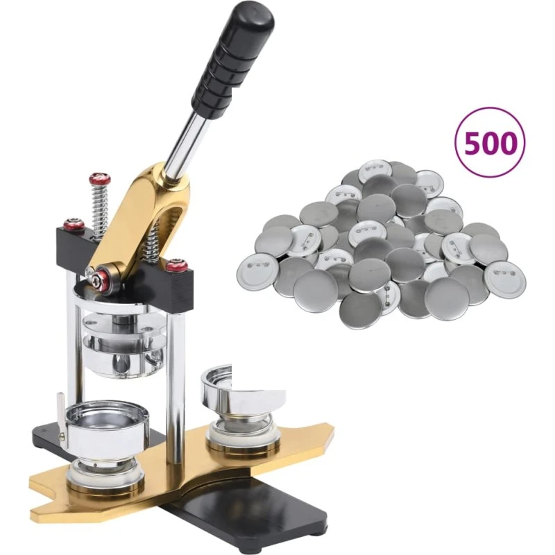vidaXL badgemaskine 37 mm med 500 knapdele