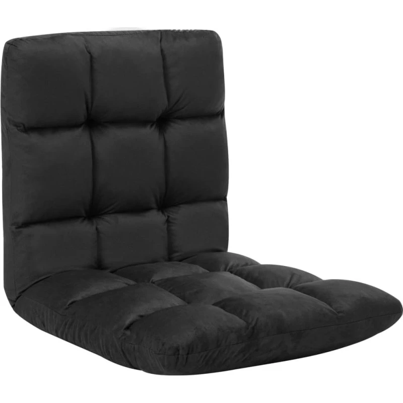 vidaXL foldbar gulvstol i mikrofiber, sort