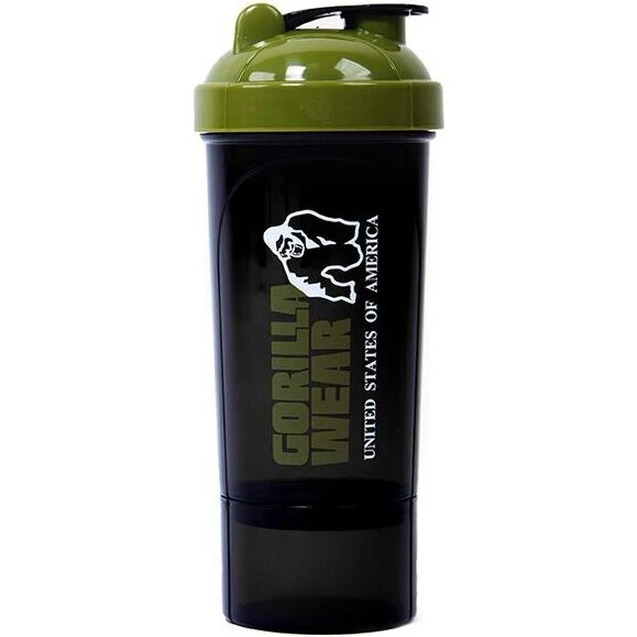 Gorilla Wear Shaker Compact Sort/Hærgrøn 400 ml + 100 ml