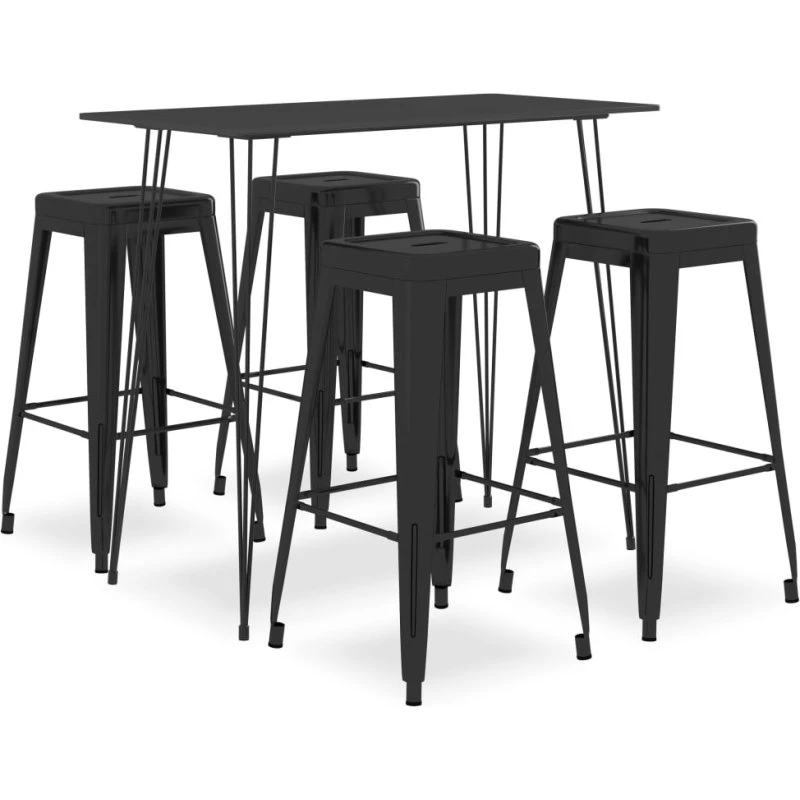 vidaXL barsæt 5 dele – barbord og 4 barstole, sort