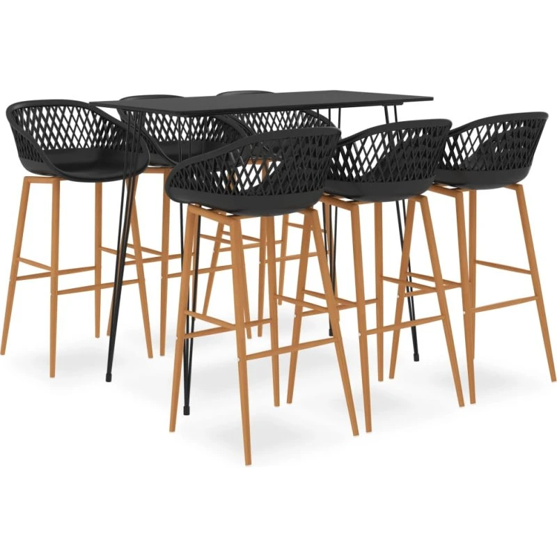 vidaXL barsæt 7 dele, sort