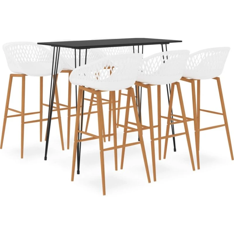 vidaXL barsæt 7 dele, sort/hvid