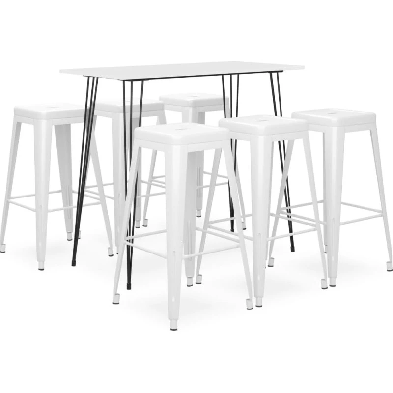 vidaXL Barsæt 7 dele, hvid