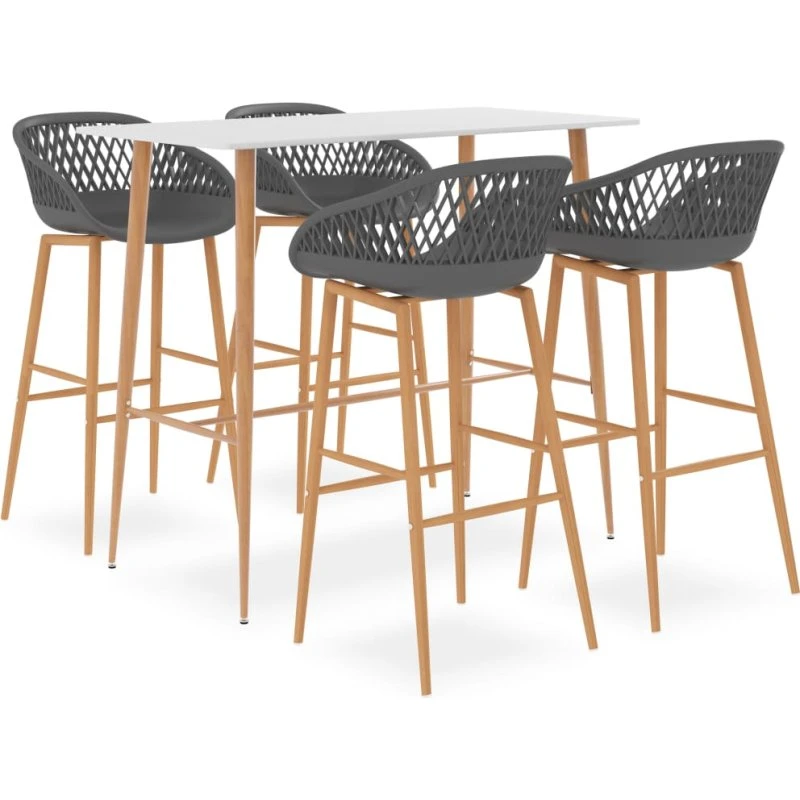 vidaXL barsæt 5 dele hvid og grå