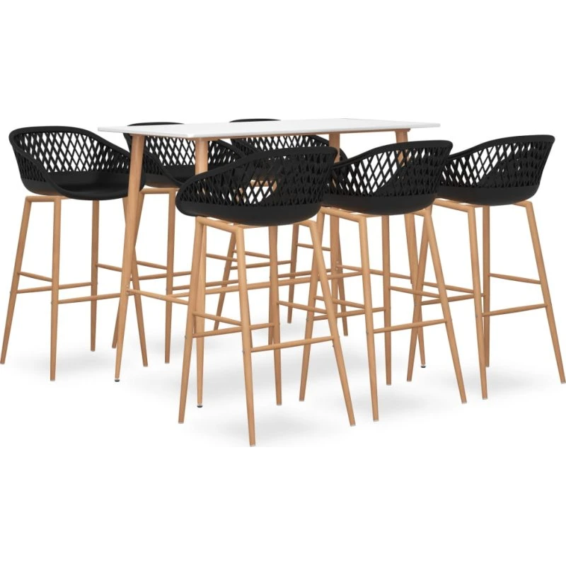 vidaXL Barsæt 7 dele – hvid/sort