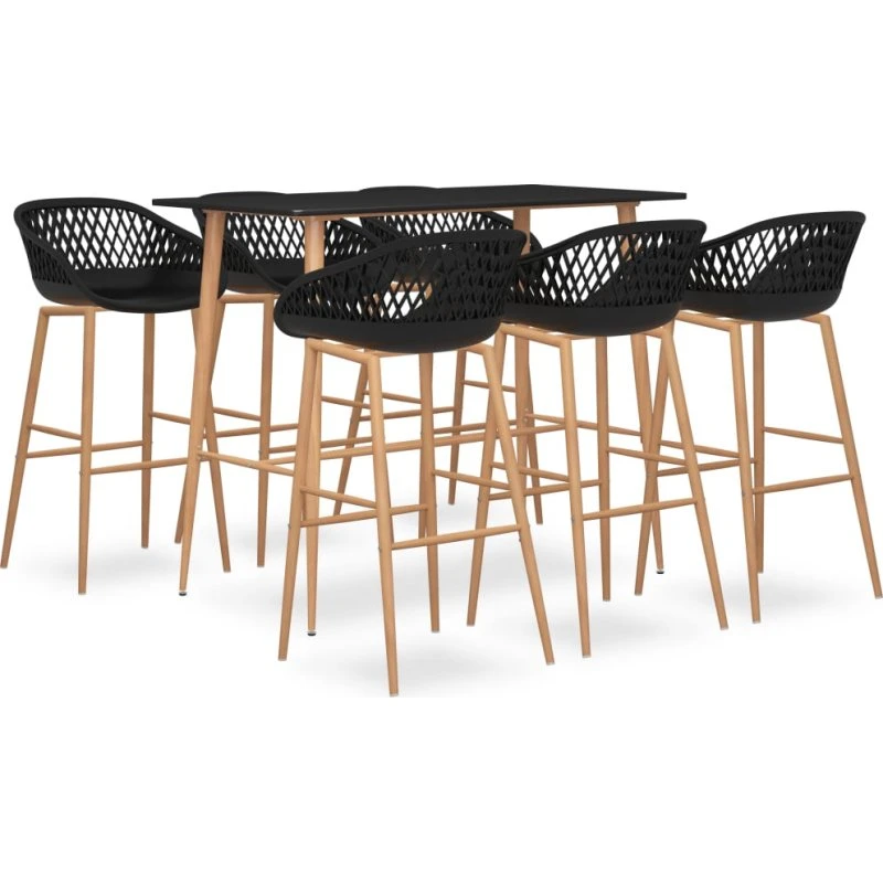 vidaXL Barsæt 7 dele – sort