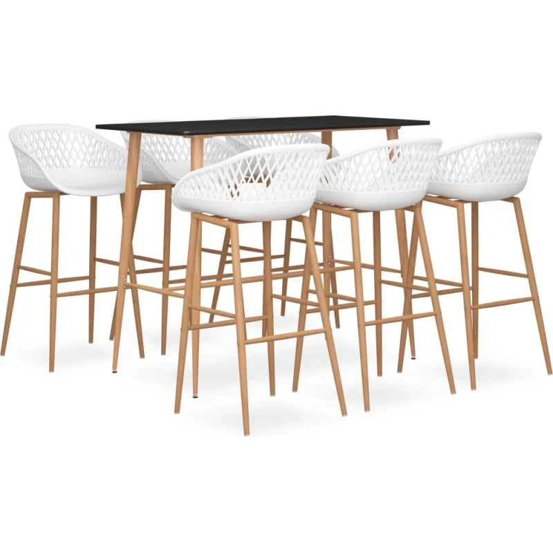 vidaXL barsæt 7 dele sort/hvid