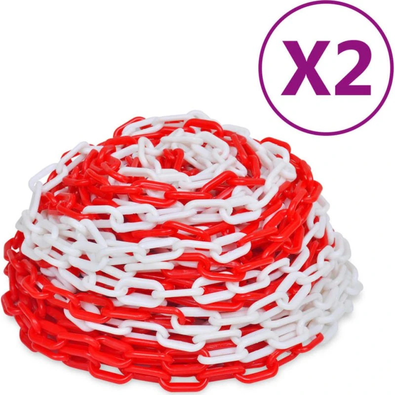 vidaXL advarselskæde 2x30 m plastik rød/hvid