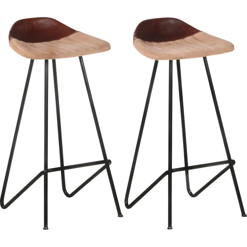 vidaXL barstole 2 stk. ægte gedeskind brun