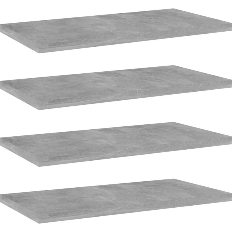 vidaXL boghylder 4 stk. 40x20x1,5 cm konstrueret træ betongrå