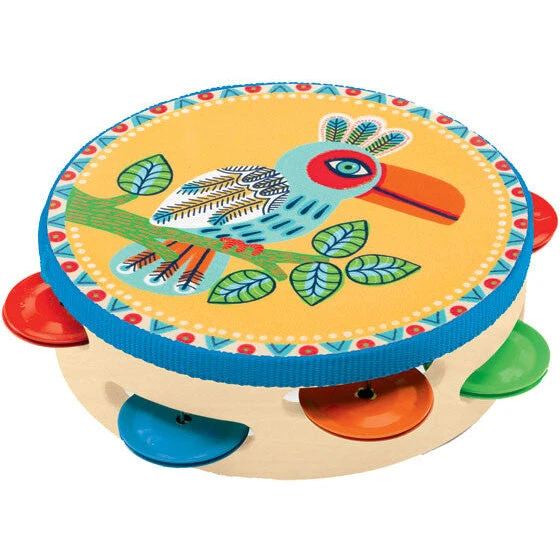 Djeco Tamburin i træ - farverig rytme til børn