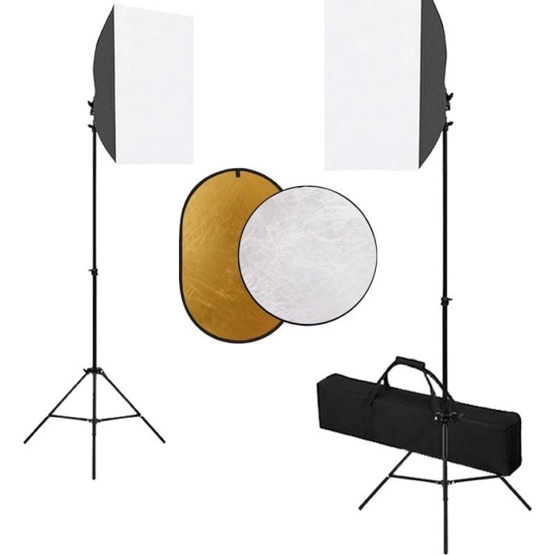 vidaXL fotostudiesæt med softbox, stativ og 5-i-1 reflektor
