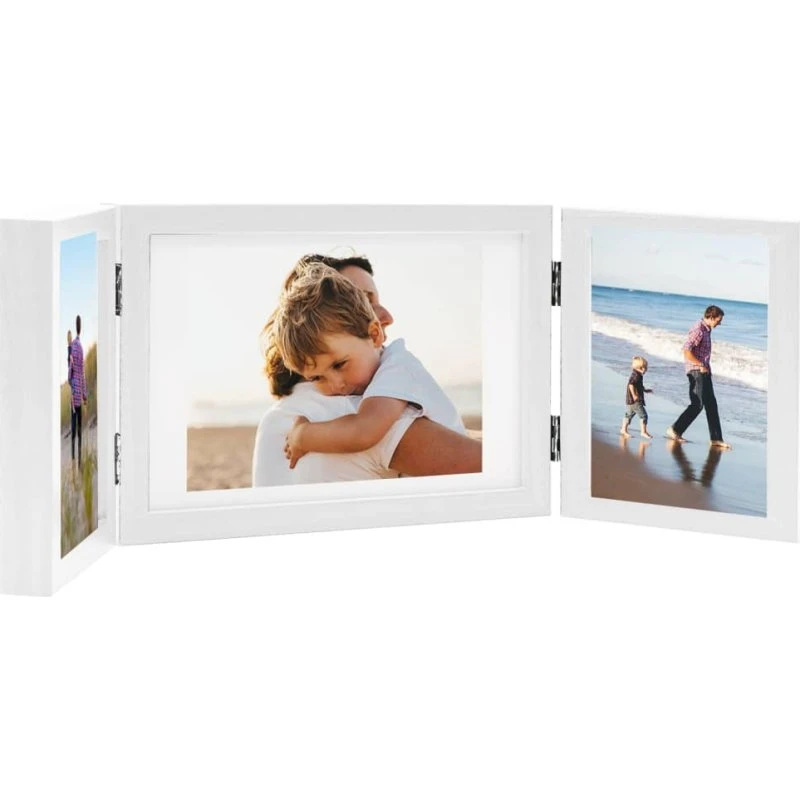vidaXL folderamme 3 billeder 28x18 + 2x13x18 cm, hvid