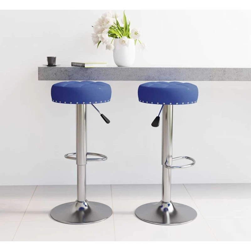 vidaXL Barstole 2 stk stof blå, højdejusterbare