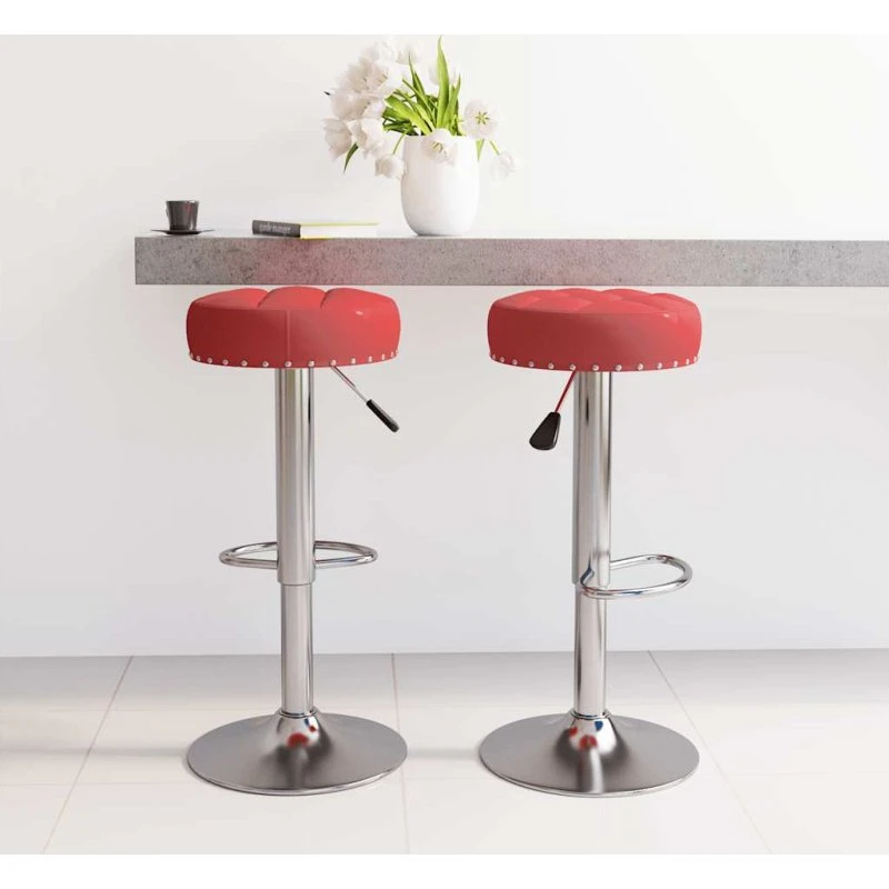 vidaXL barstole 2 stk. stof vinrød, højdejusterbare med fodstøtte