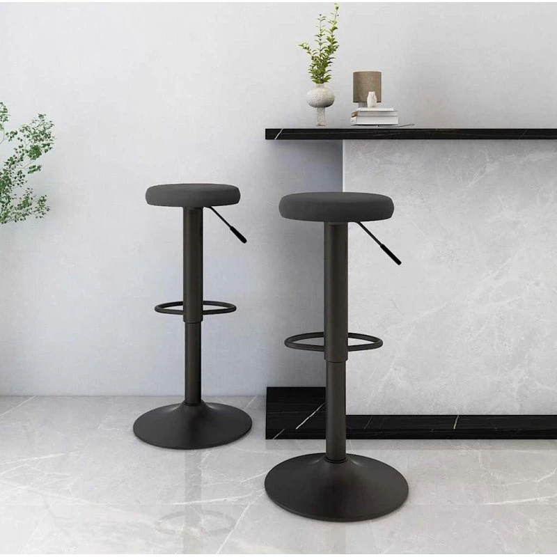 vidaXL barstole 2 stk. fløjl sort, højdejusterbare