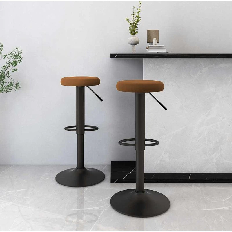 vidaXL barstole 2 stk. fløjl brun, højdejusterbar og drejelig