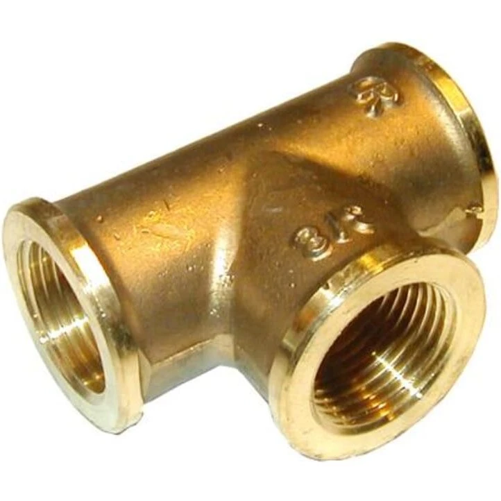 Messing tee 3/8" (afzinkningsbestandig)