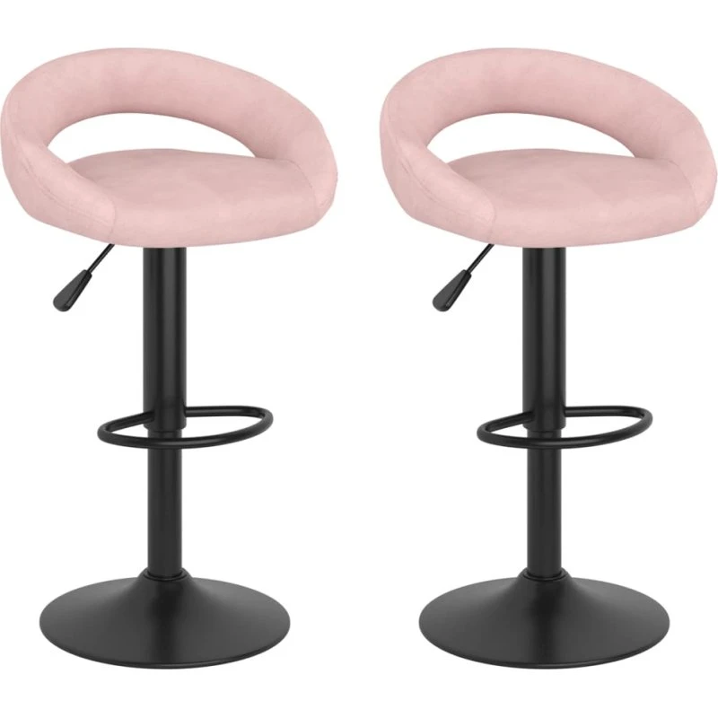 vidaXL barstole 2 stk. fløjl lyserød