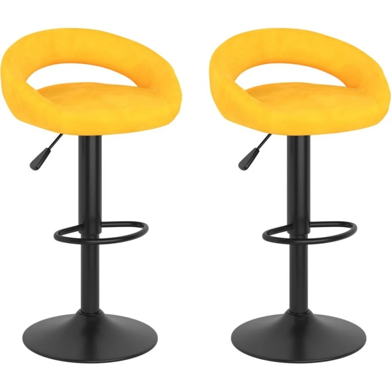 vidaXL barstole 2 stk. fløjl sennepsgul med gasløft