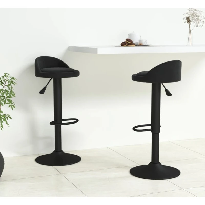 vidaXL barstole 2 stk. fløjl sort, justerbar højde