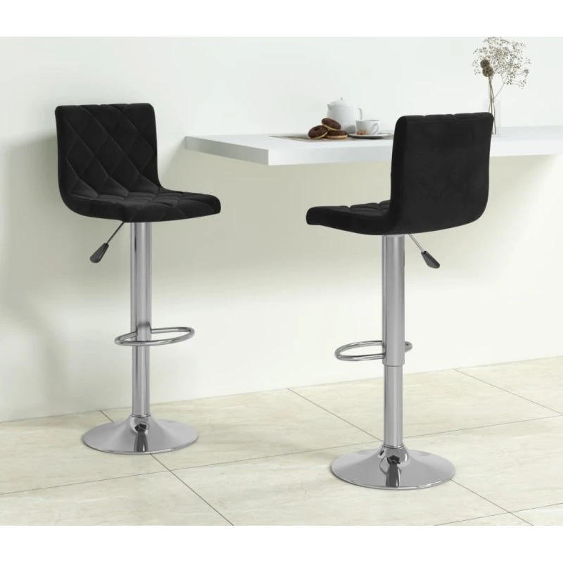 vidaXL barstole 2 stk. fløjl sort