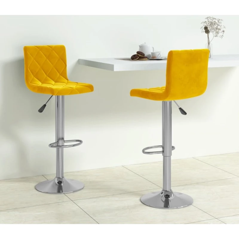 vidaXL 2-pak barstole i fløjl, sennepsgul, højdejusterbare