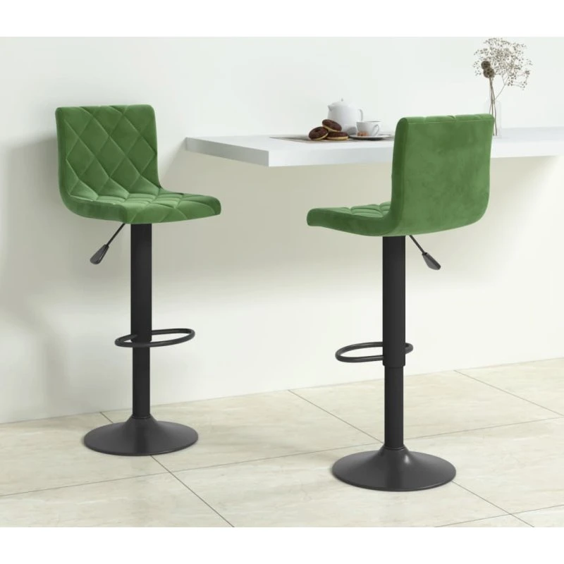 vidaXL Barstole 2 stk. fløjl mørkegrøn — justerbare & drejelige