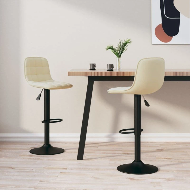 vidaXL barstole 2 stk. fløjl creme - højdejusterbare, 360°