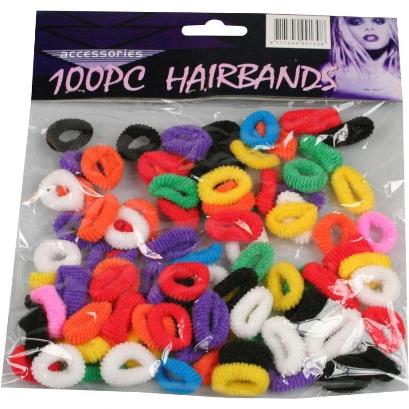 Hårbånd 100-pak - Bløde multicolor elastikker