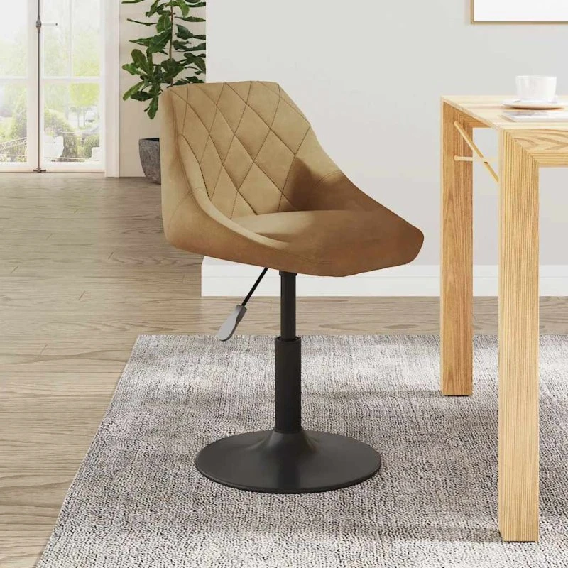vidaXL barstol fløjl brun, højdejusterbar og 360°