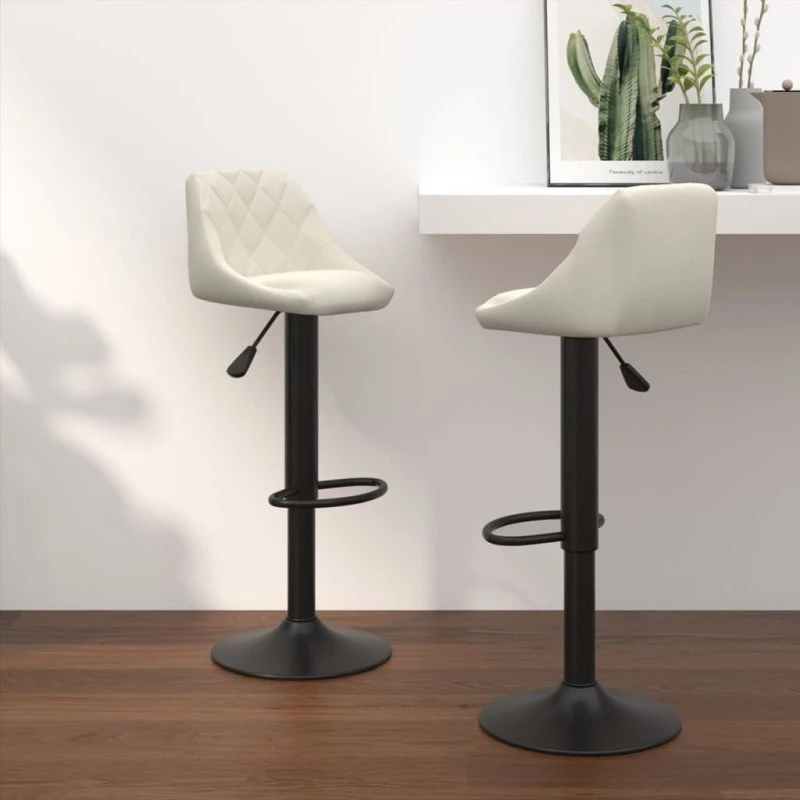 vidaXL barstole 2 stk. fløjl creme - justerbare, 360°
