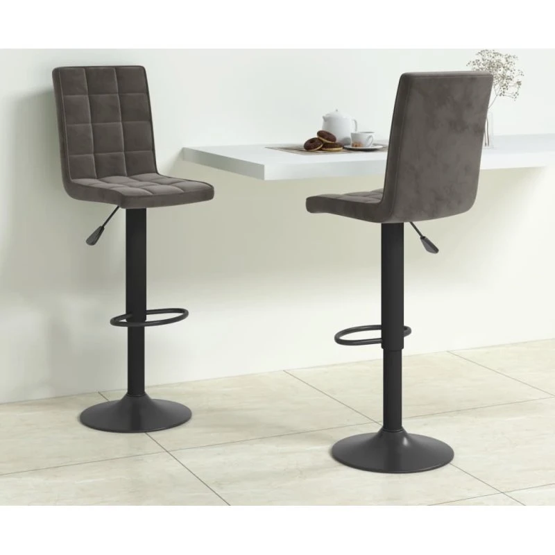 vidaXL barstole 2 stk. fløjl mørkegrå – justerbare og drejelige