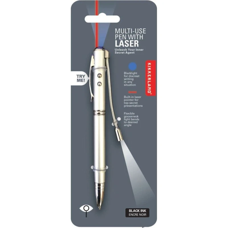 Kikkerland 2-i-1 Laserpen og Kuglepen – Sort blæk