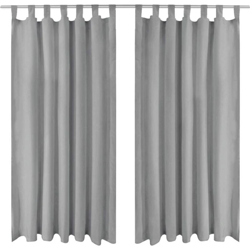 vidaXL gardiner i mikro-satin 2 stk. med løkker 140 x 175 cm, grå