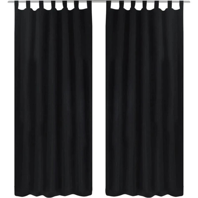 Ukendt mærke - Gardiner i mikro-satin m. løkker 140 x 225 cm, sort (2 stk)