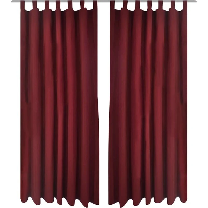 Uden mærke Gardiner i mikro-satin med løkker 2x140x175 cm bordeaux