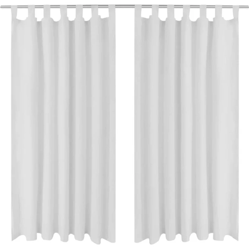 Gardiner i mikro-satin med løkker 2 stk. 140x175 cm - hvid