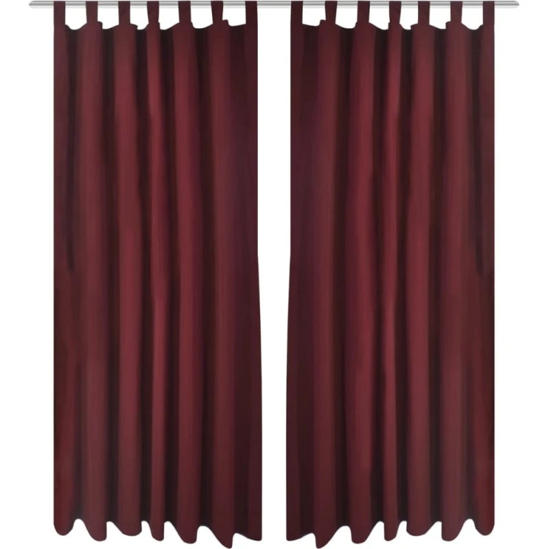 Mikro-satin gardiner med løkker 2 stk 140x245 cm – Bordeaux