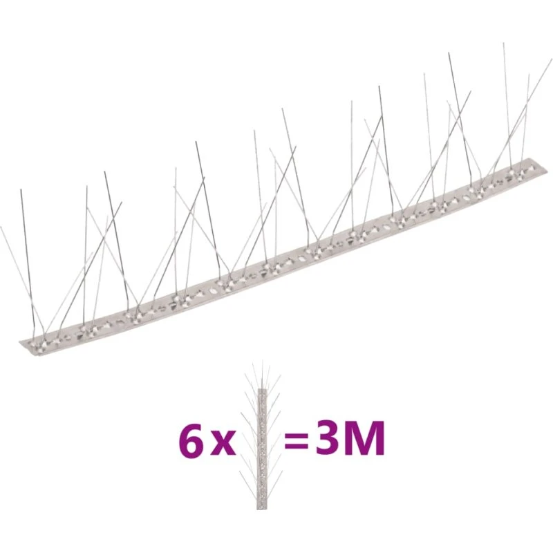 vidaXL fuglepigge 5 rækker 6 stk. – 3 m rustfrit stål