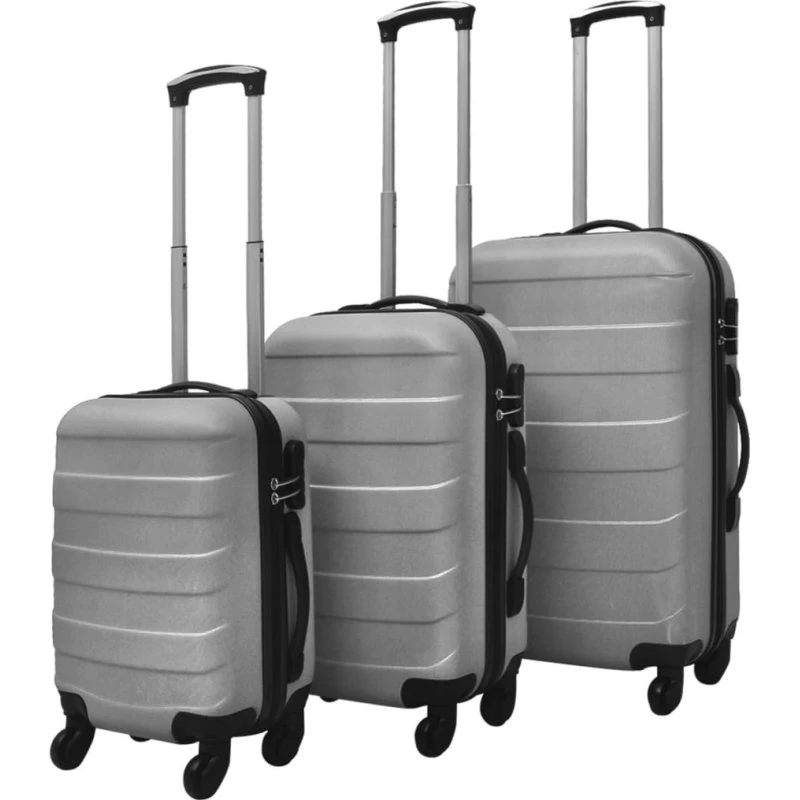 vidaXL hardcase trolleysæt 45,5/55/66 cm sølv