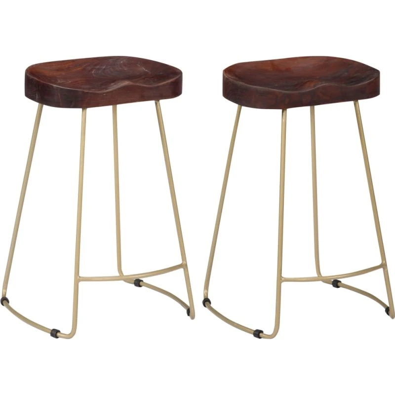 vidaXL Gavin barstole 2 stk. - massivt mangotræ, mørkebrun