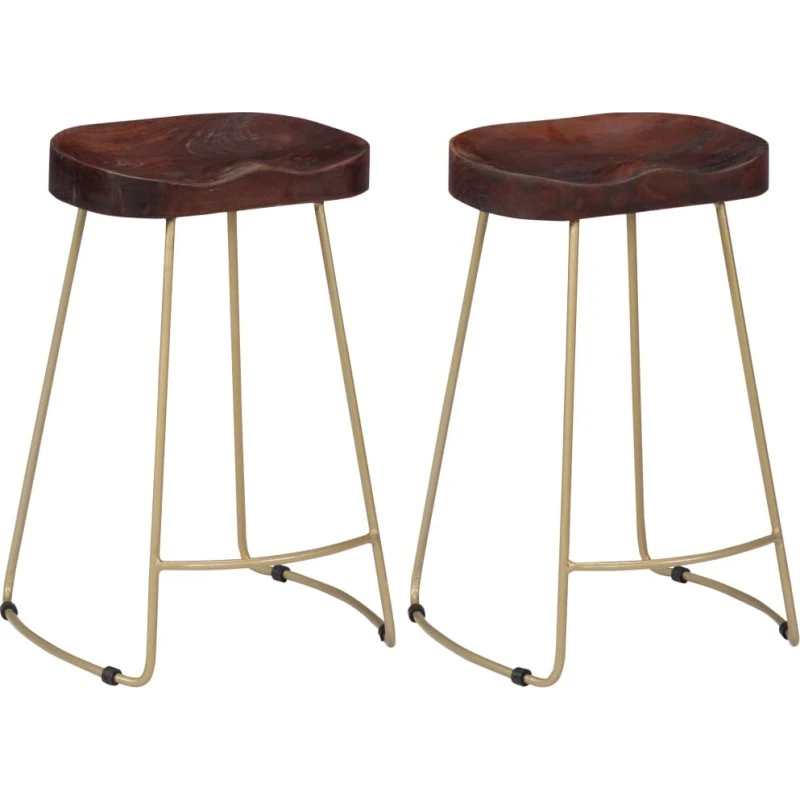 vidaXL Gavin barstole 2 stk. i massivt mangotræ, mørkebrun