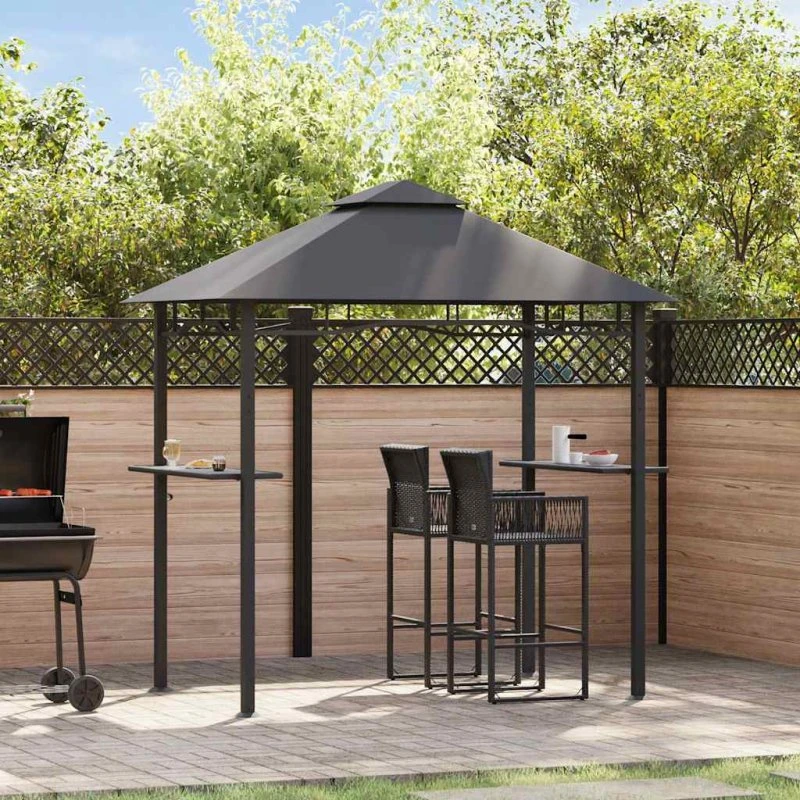 vidaXL grillpavillon 240x150x255 cm stål antracitgrå