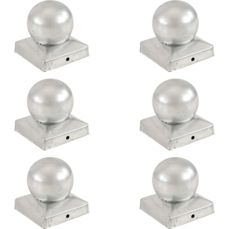 vidaXL globusformet stolpehætte 6 stk. 91x91 mm galvaniseret