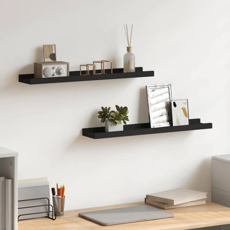 vidaXL Gallerihylder 2 stk. 60x9x3 cm MDF sort