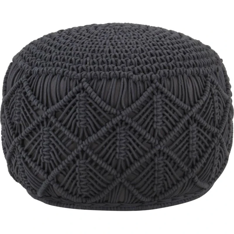 vidaXL håndlavet macramépuf 45x30 cm bomuld - antracitgrå